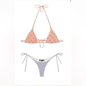 🔴SOLD polka Dot Bikini Set - Orange and Blue